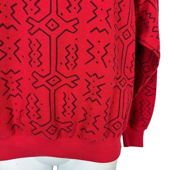 QW Avant Garde Womens Vintage All Over Graphic Print Crew Neck Sweatshirt Red M - Picture 5 of 16